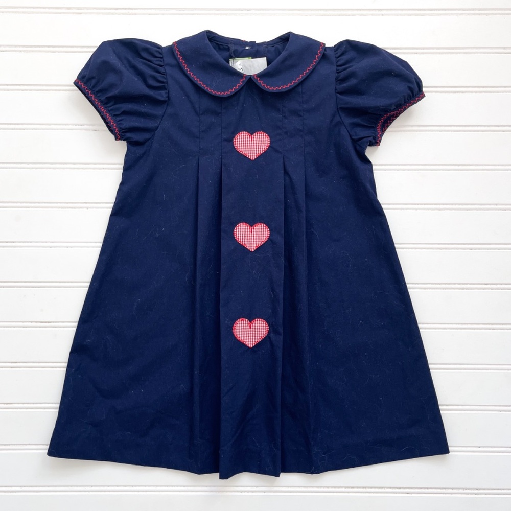CLASSIC WHIMSY EUC Heart Appliqué Peter Pan Collar Dress